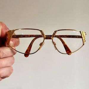Vintage Cazal Gold Glasses with Brown Accents mod 238 col 97 cat eye frames